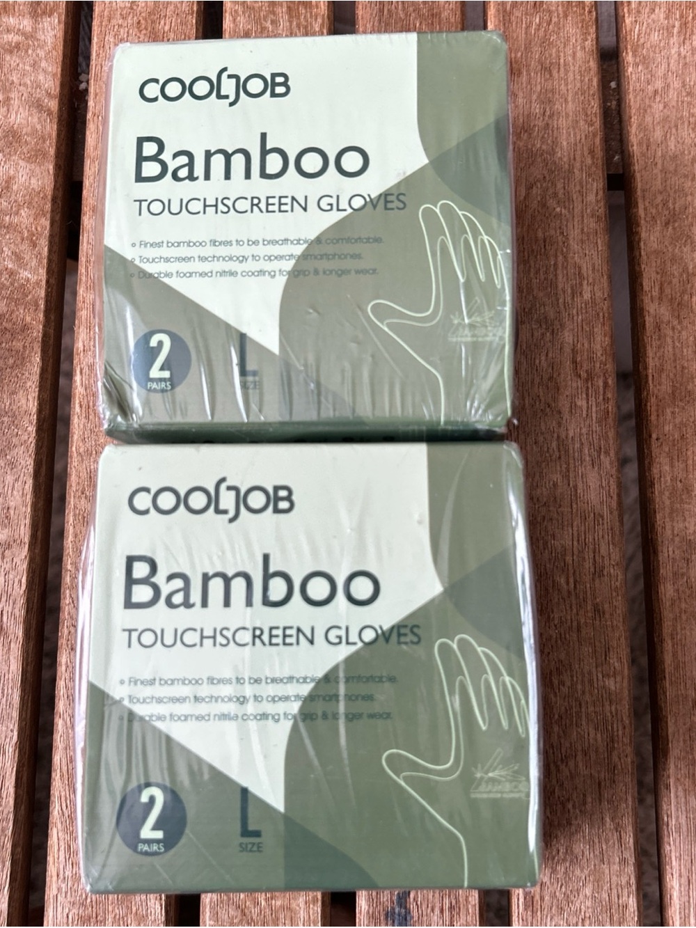 COOLJOB Gardening Gloves Bamboo Touchscreen Gloves Olive Green - 4 PAIRS! Large